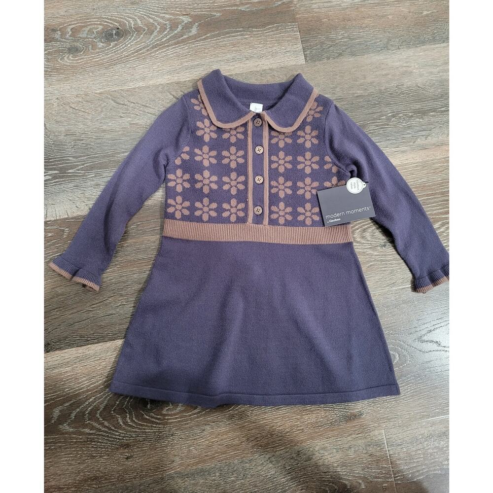Modern‎ Moments Toddler Girl Navy Long Sleeved Dress NWT Bamboo #6